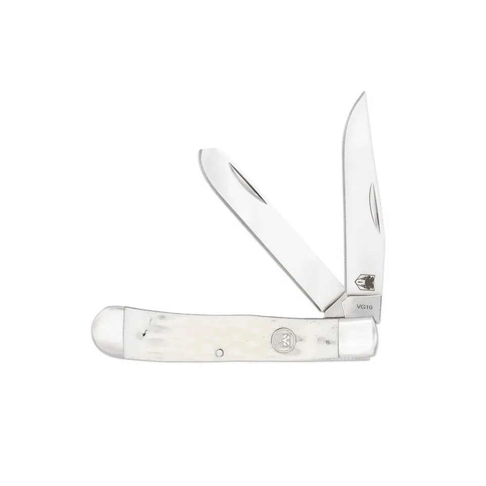 CobraTec Traditional Two Blade Trapper Taschenmesser White Bone VG10