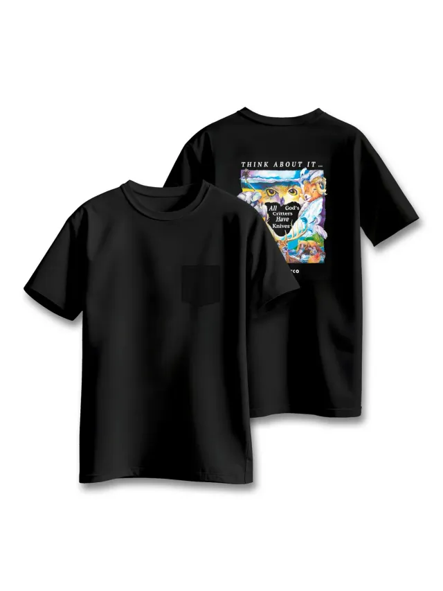 Byrd Critter Pocket T-Shirt schwarz 100% Baumwolle