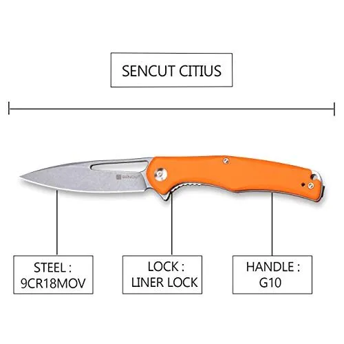 SENCUT Citius SA01C Taschenmesser G10 grau D2-Form